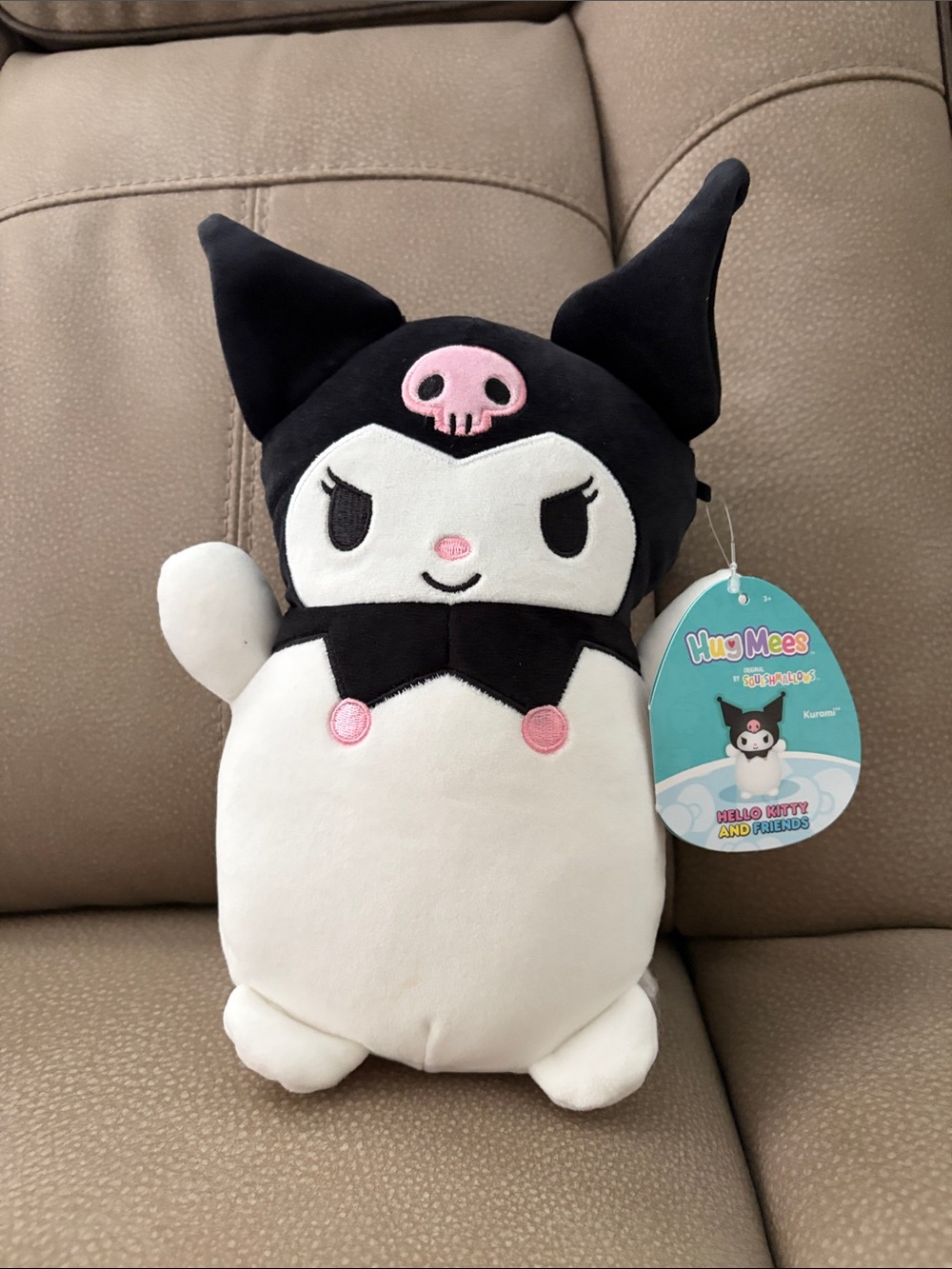 Squishmallows Kuromi Plush - Black, White & Pink hello Kitty and friends